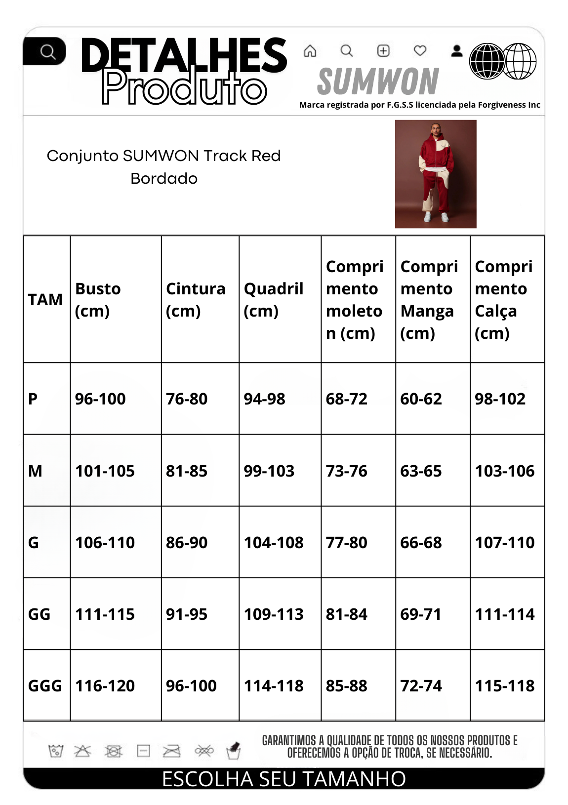 Conjunto SUMWON Track Red Bordado