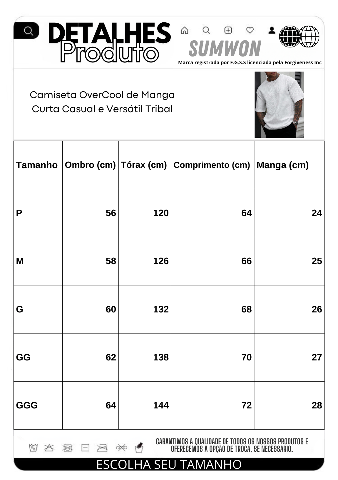 Camiseta OverCool de Manga Curta Casual e Versátil Tribal