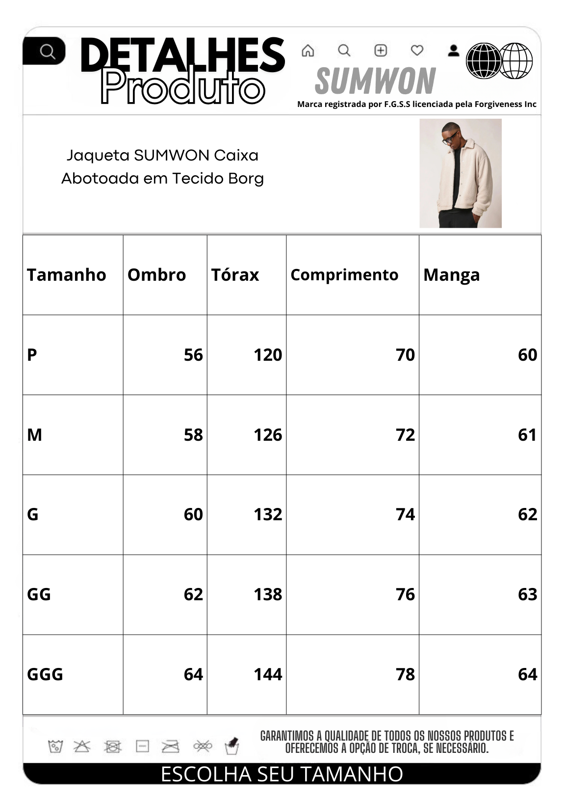Jaqueta SUMWON Caixa Abotoada em Tecido Borg