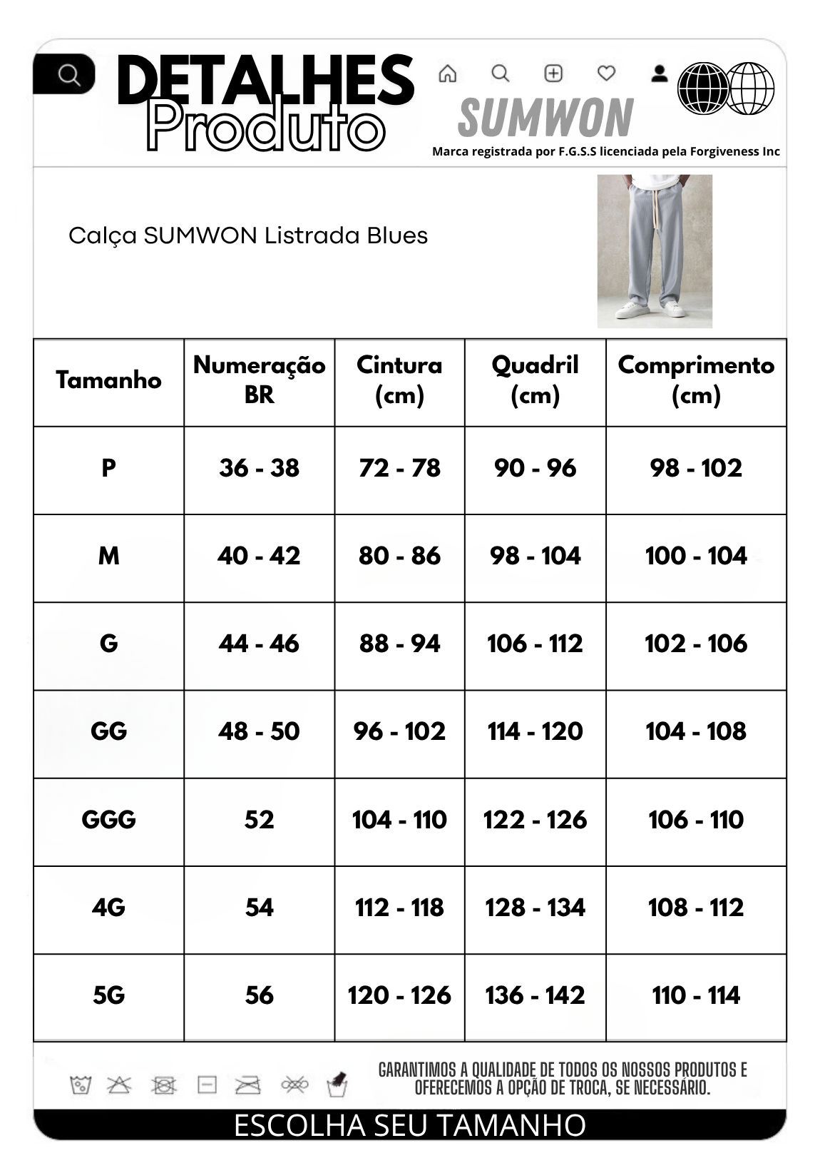 Calça SUMWON Listrada Blues