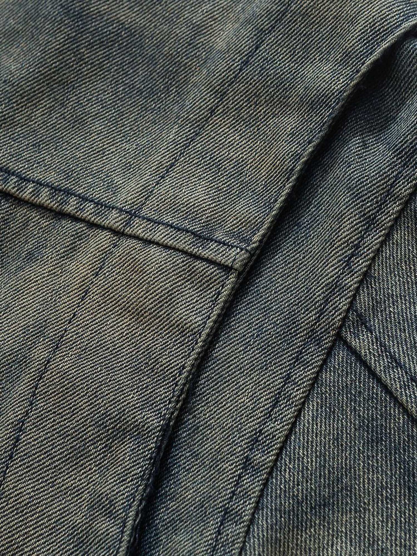 Thesupermade High Street Hip-hop Distressed Washed Denim Jacket - 2242