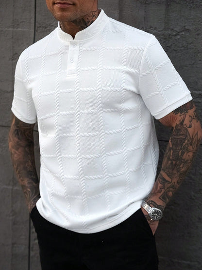 Camisa CasualCool Polo de Cor Sólida com Gola Padre