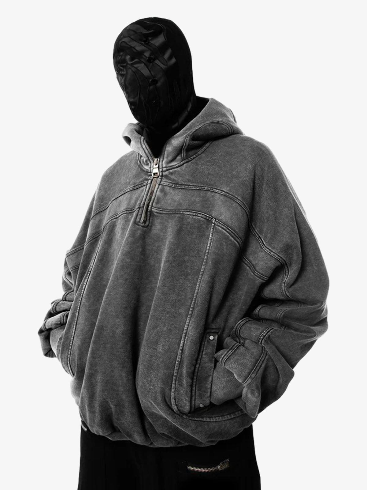 Retro Eye-Hood Design Zipper Hooded Sweatshirt