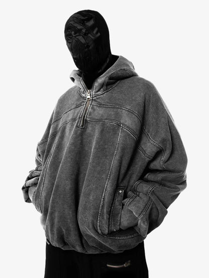 Retro Eye-Hood Design Zipper Hooded Sweatshirt