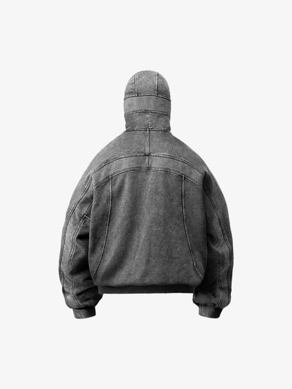 Retro Eye-Hood Design Zipper Hooded Sweatshirt