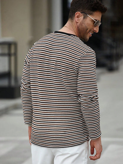 Camiseta CasualCool de Manga Longa com Gola Careca e Estampa de Listra