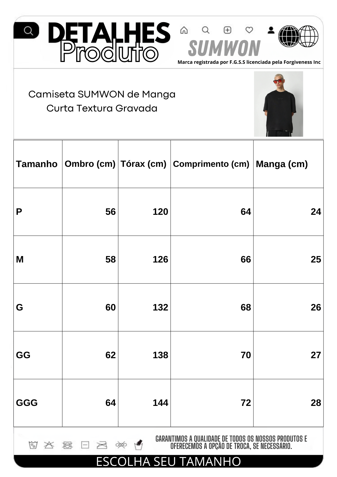 Camiseta SUMWON de Manga Curta Textura Gravada