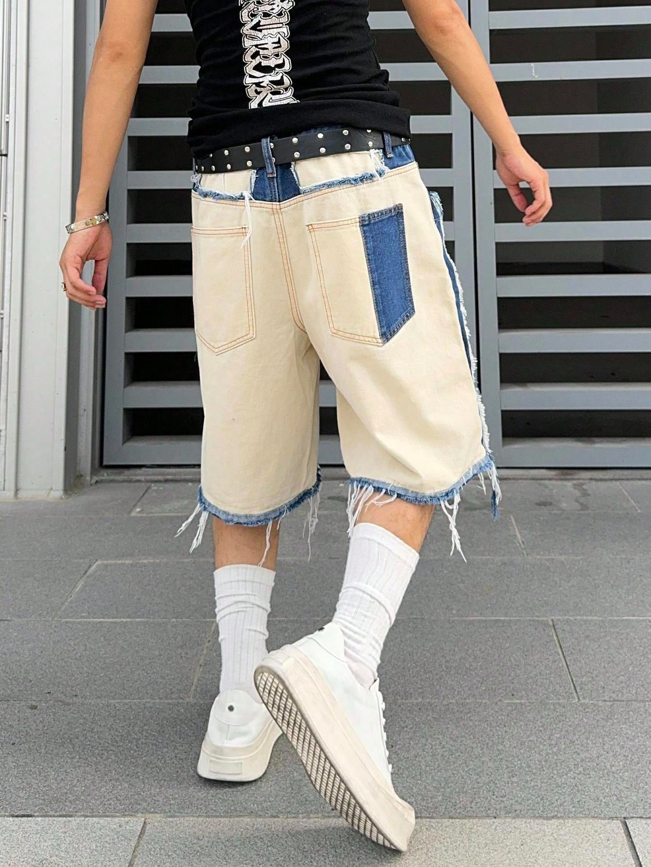 Shorts Denim Bege Punk Jeans