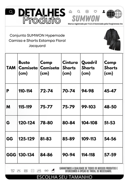 Conjunto SUMWON Hypemode Camisa e Shorts Estampa Floral Jacquard