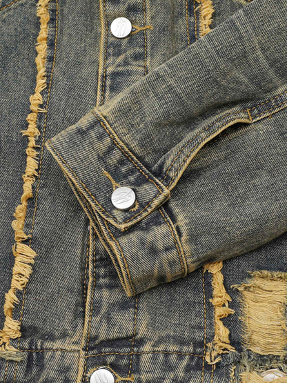 Thesupermade Raw Edge Distressed Denim Jacket