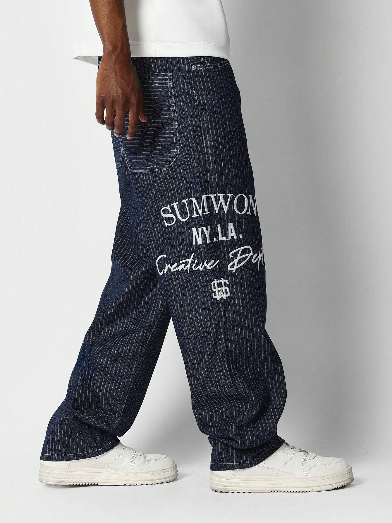 Calça SUMWON Denim reta com bordado