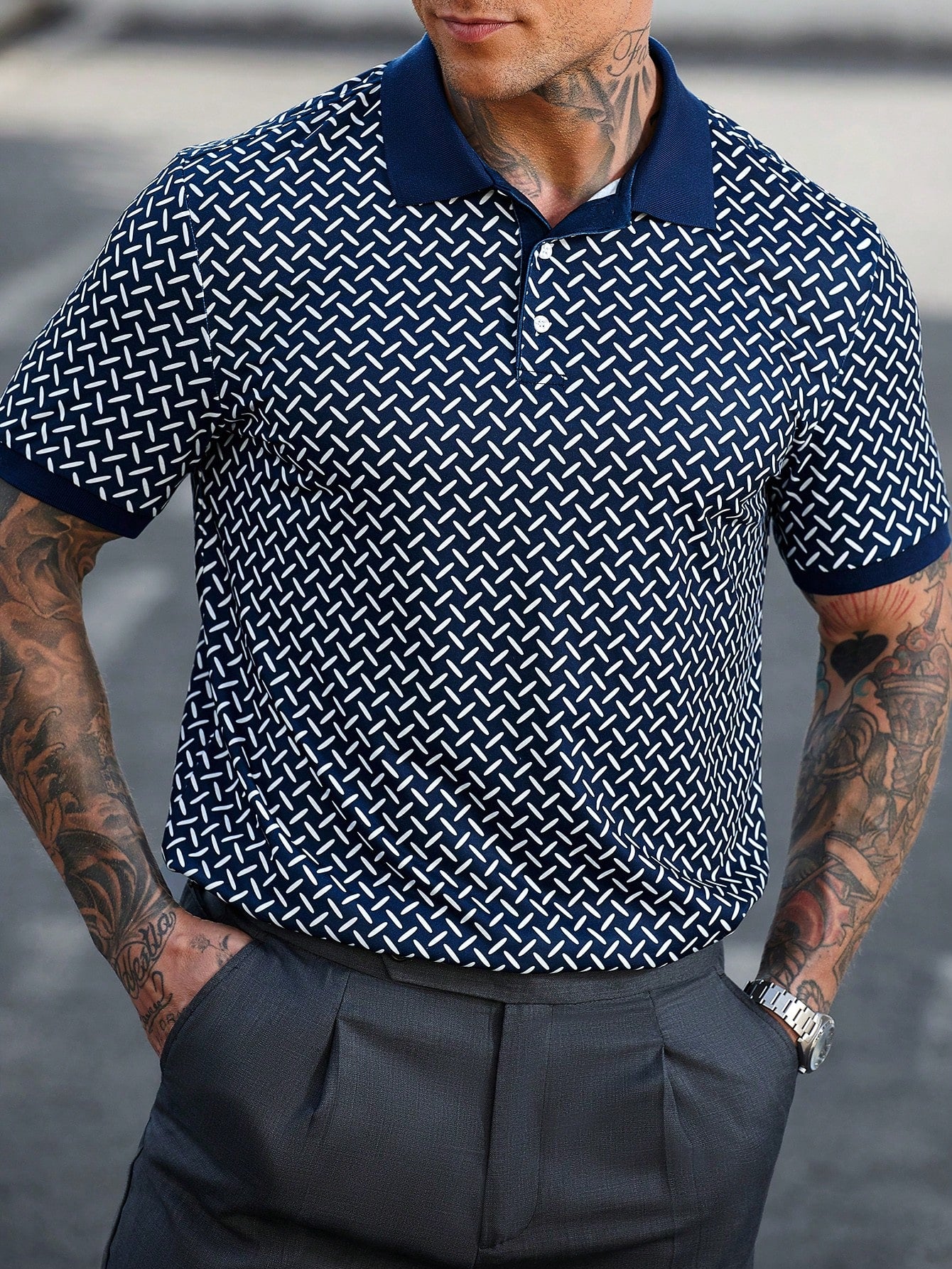 Camisa CasualCool Polo de Manga Curta Detalhada