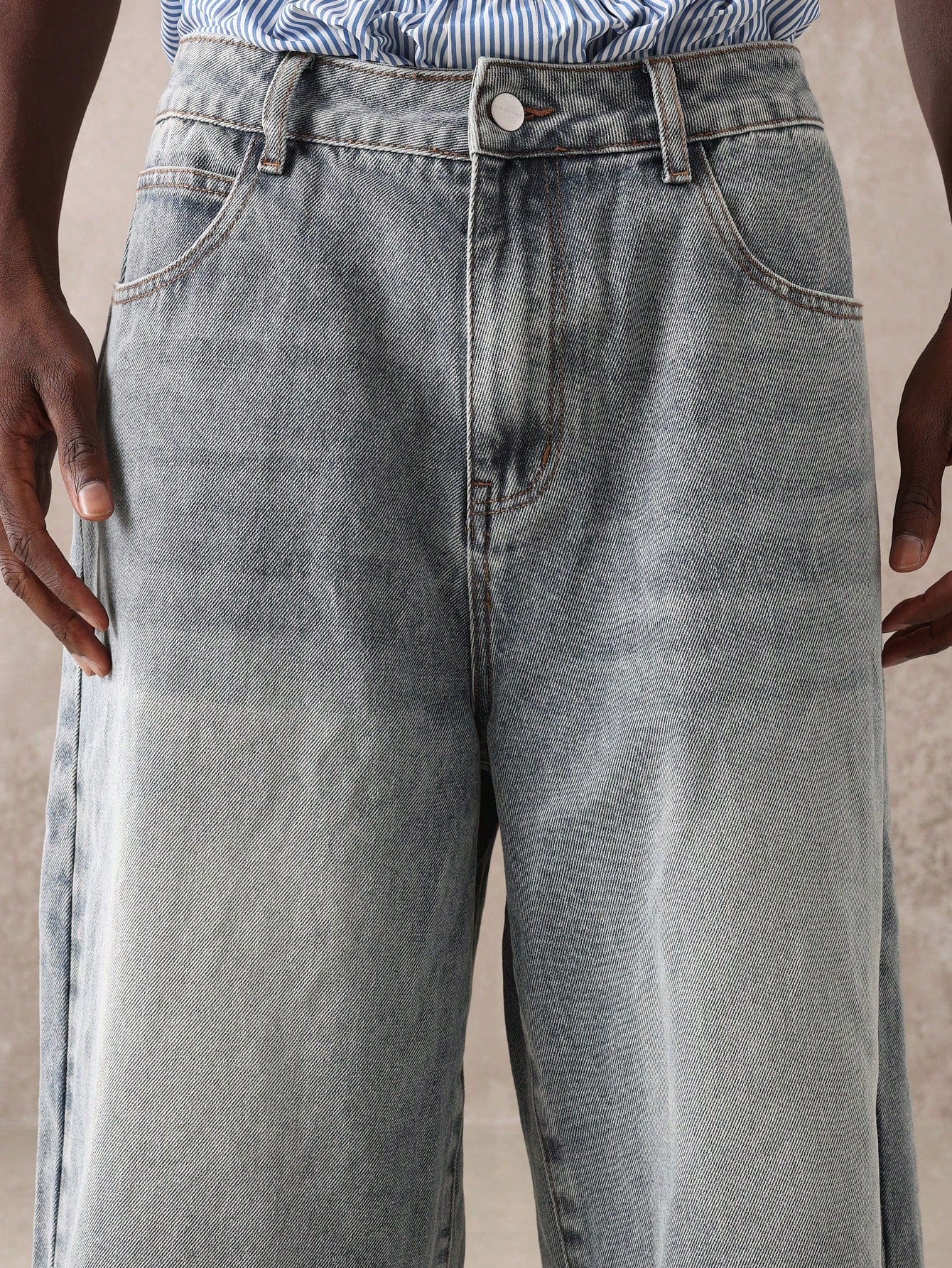 Shorts Denim Oversized de Perna Larga