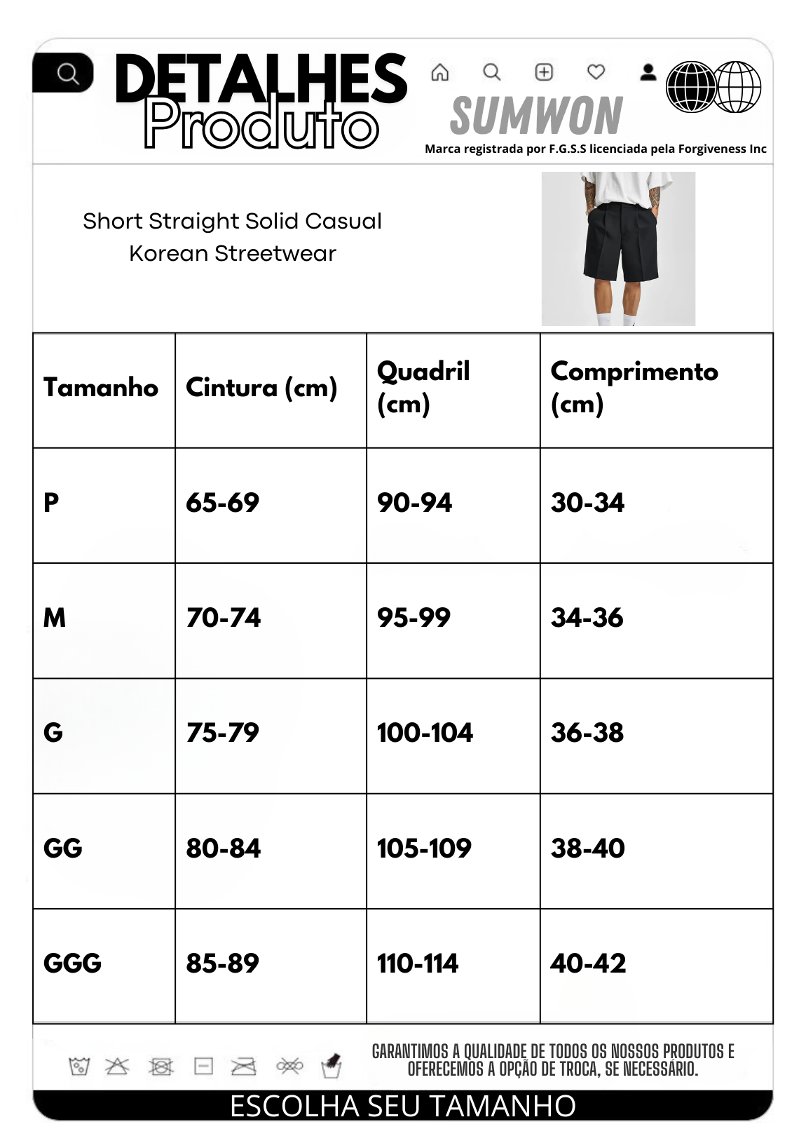 Shorts Straight Solid Casual Korean Streetwear