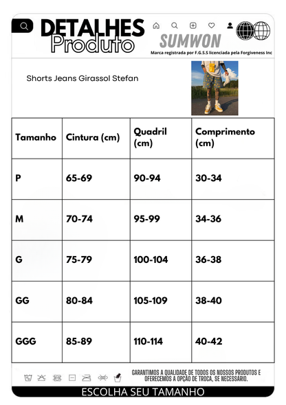 Shorts Jeans Girassol Stefan