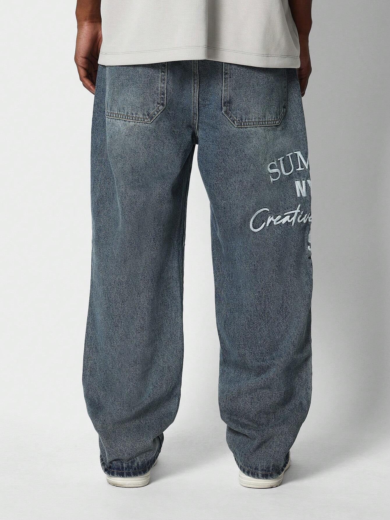 Calça SUMWON Denim reta com bordado