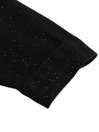 Distressed Sequin Design Denim Jacket