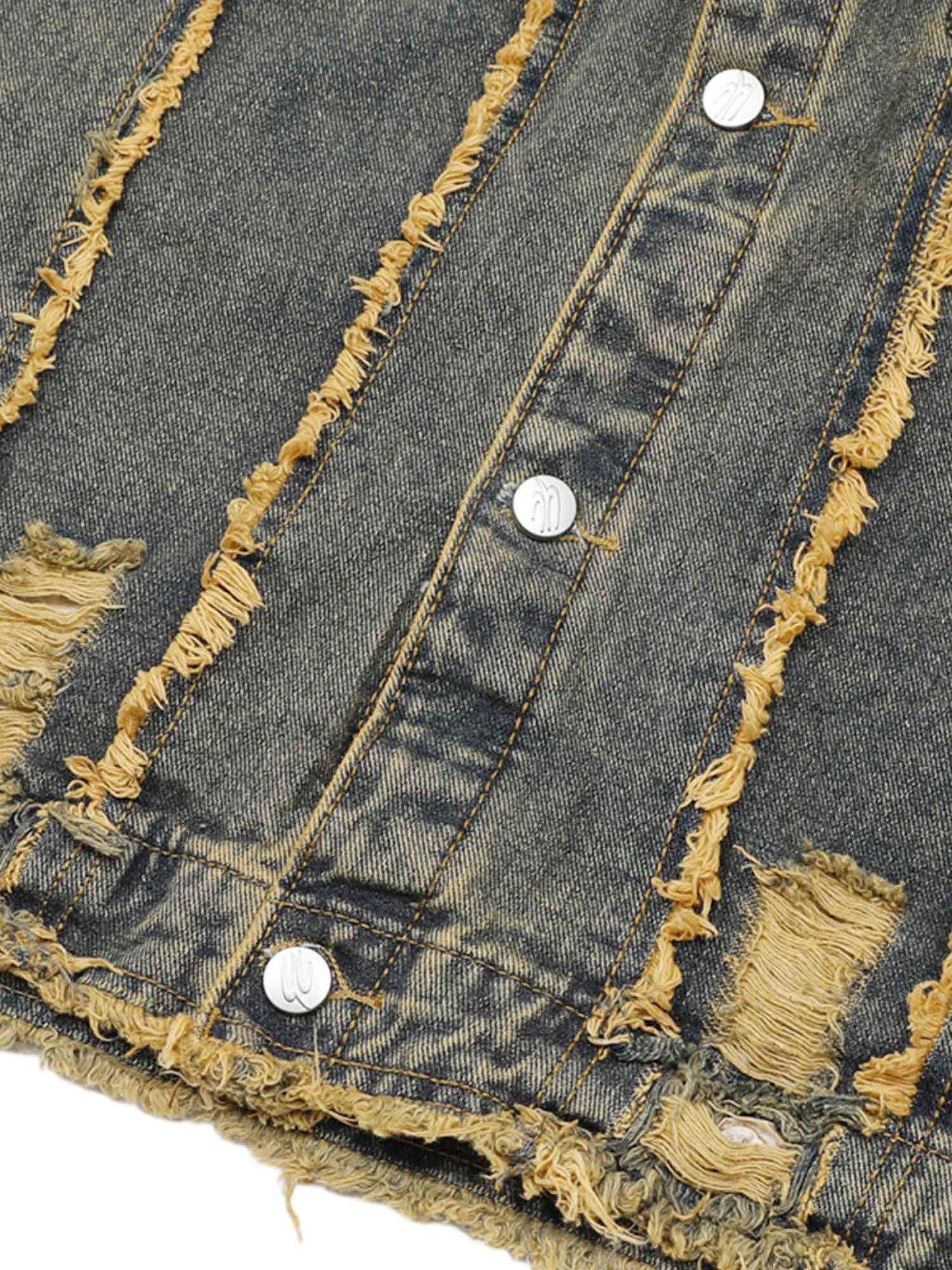 Thesupermade Raw Edge Distressed Denim Jacket