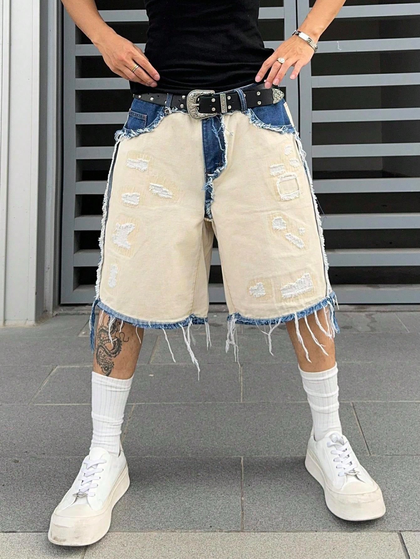 Shorts Denim Bege Punk Jeans