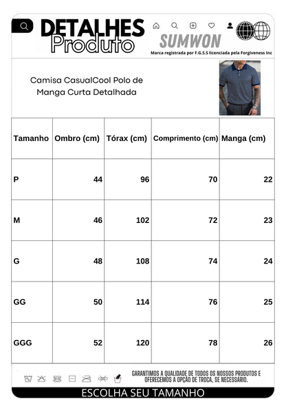 Camisa CasualCool Polo de Manga Curta Detalhada