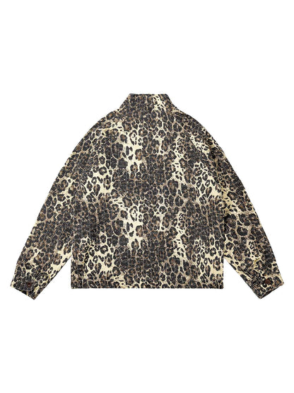 Jaqueta Retro Leopard Printed Denim