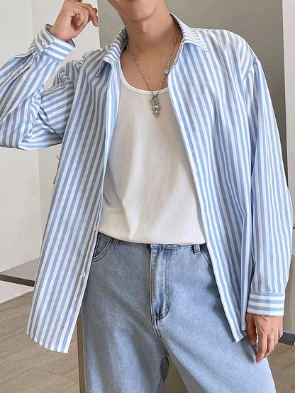 Camisa Joysei Social de Manga Longa Listrada