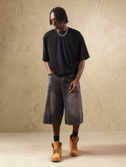 Shorts Denim Oversized de Perna Larga