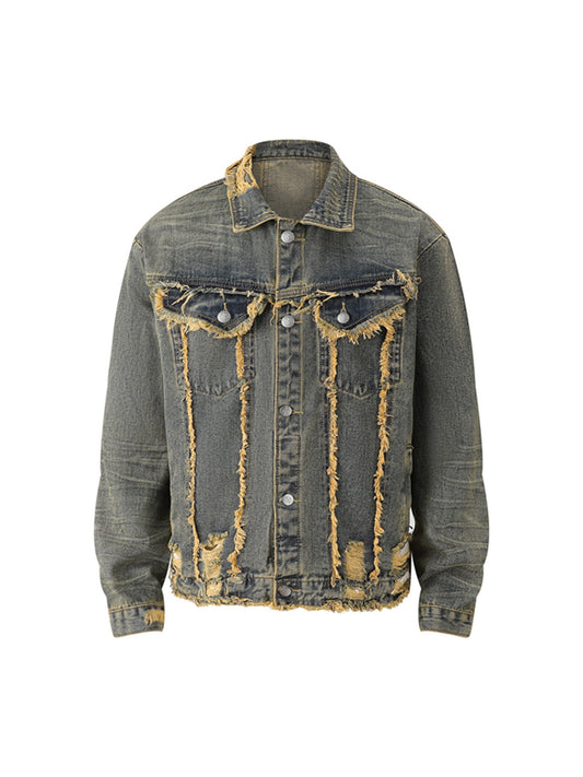 Thesupermade Raw Edge Distressed Denim Jacket