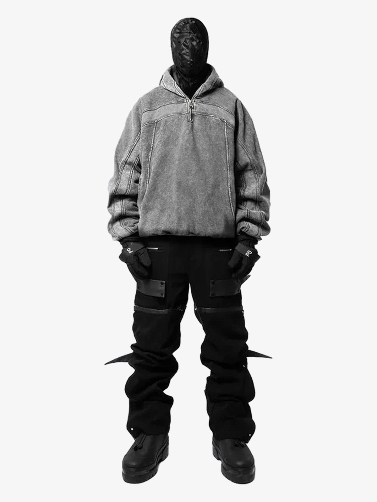 Retro Eye-Hood Design Zipper Hooded Sweatshirt