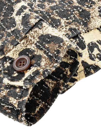 Jaqueta Retro Leopard Printed Denim