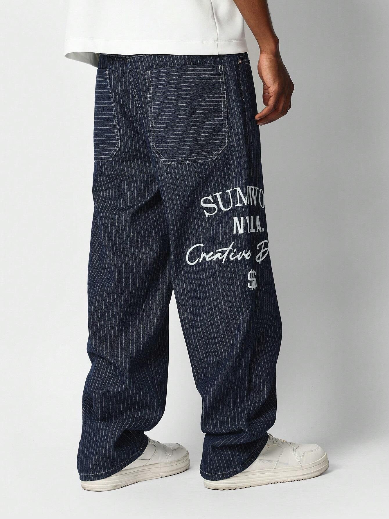 Calça SUMWON Denim reta com bordado