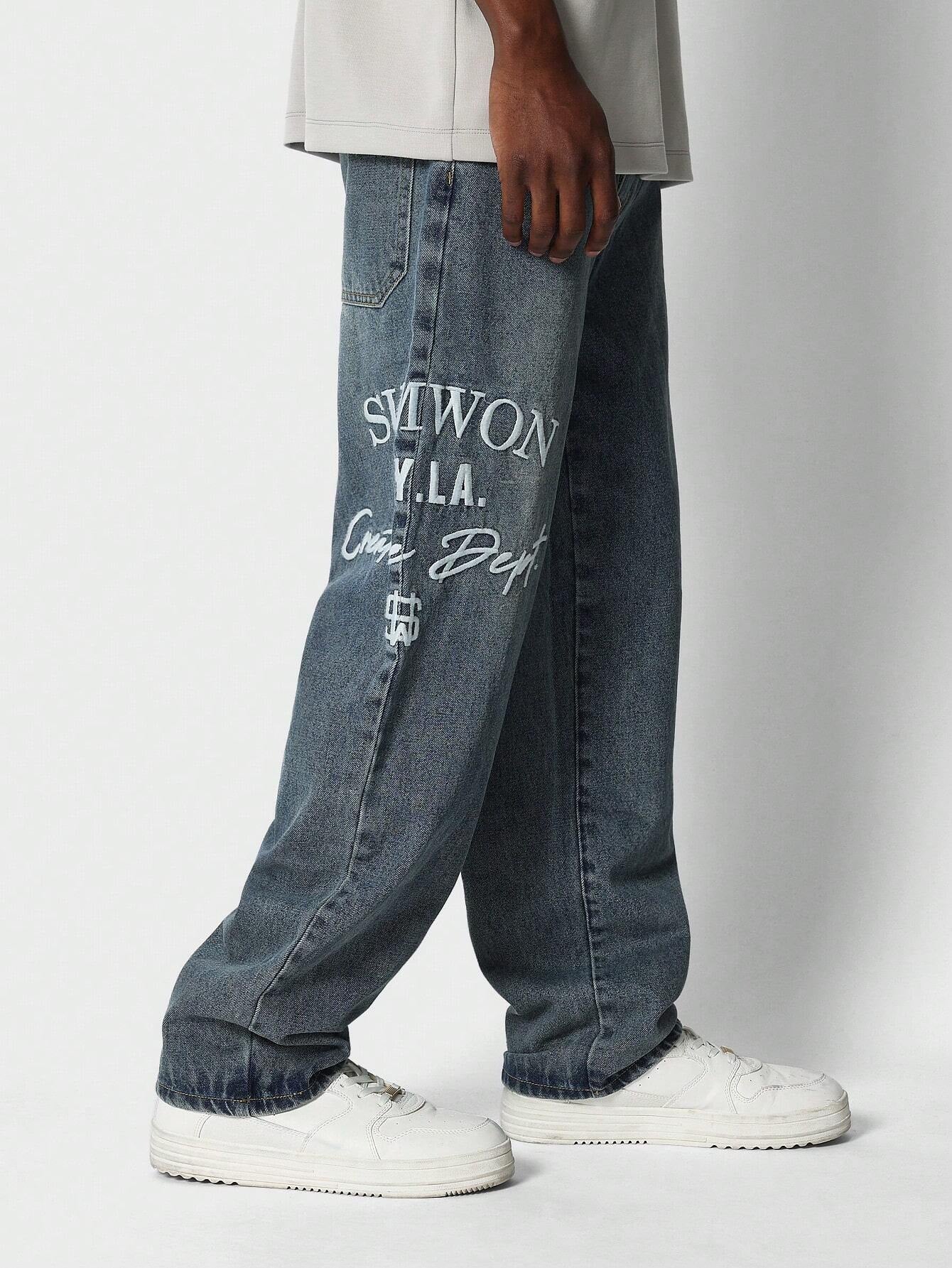 Calça SUMWON Denim reta com bordado