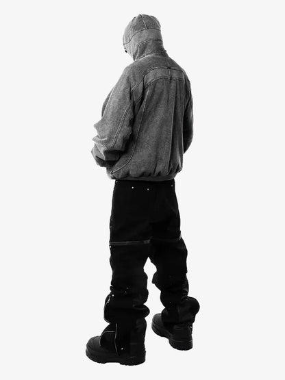 Retro Eye-Hood Design Zipper Hooded Sweatshirt