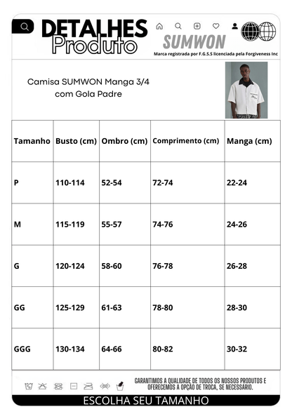 Camisa SUMWON Manga 3/4 com Gola Padre