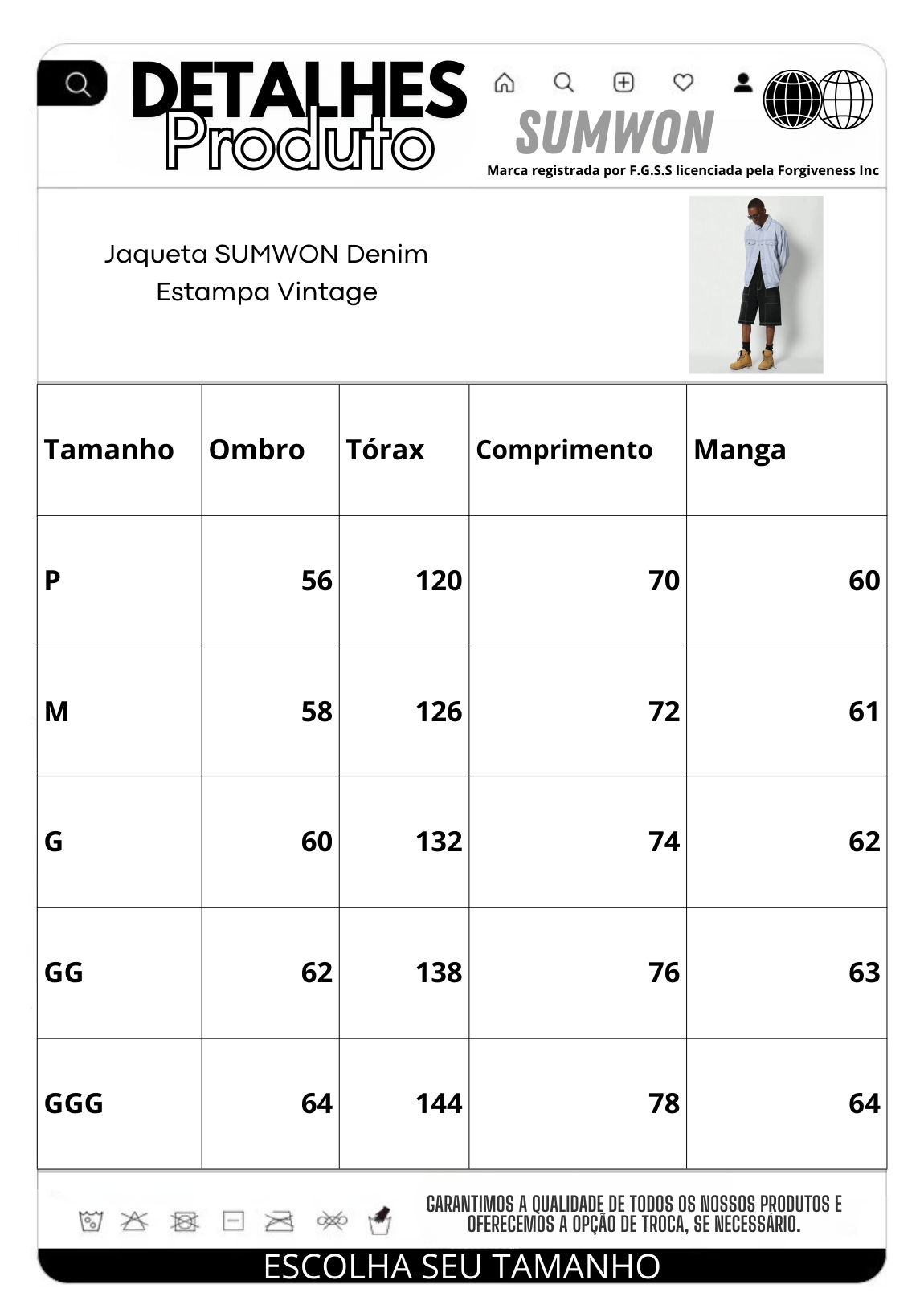 Jaqueta SUMWON Denim Estampa Vintage