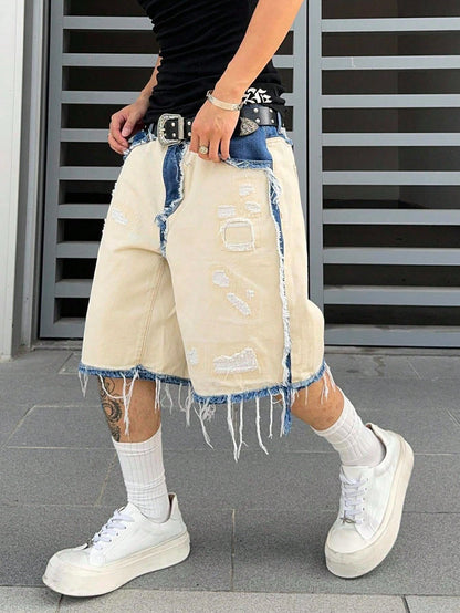 Shorts Denim Bege Punk Jeans