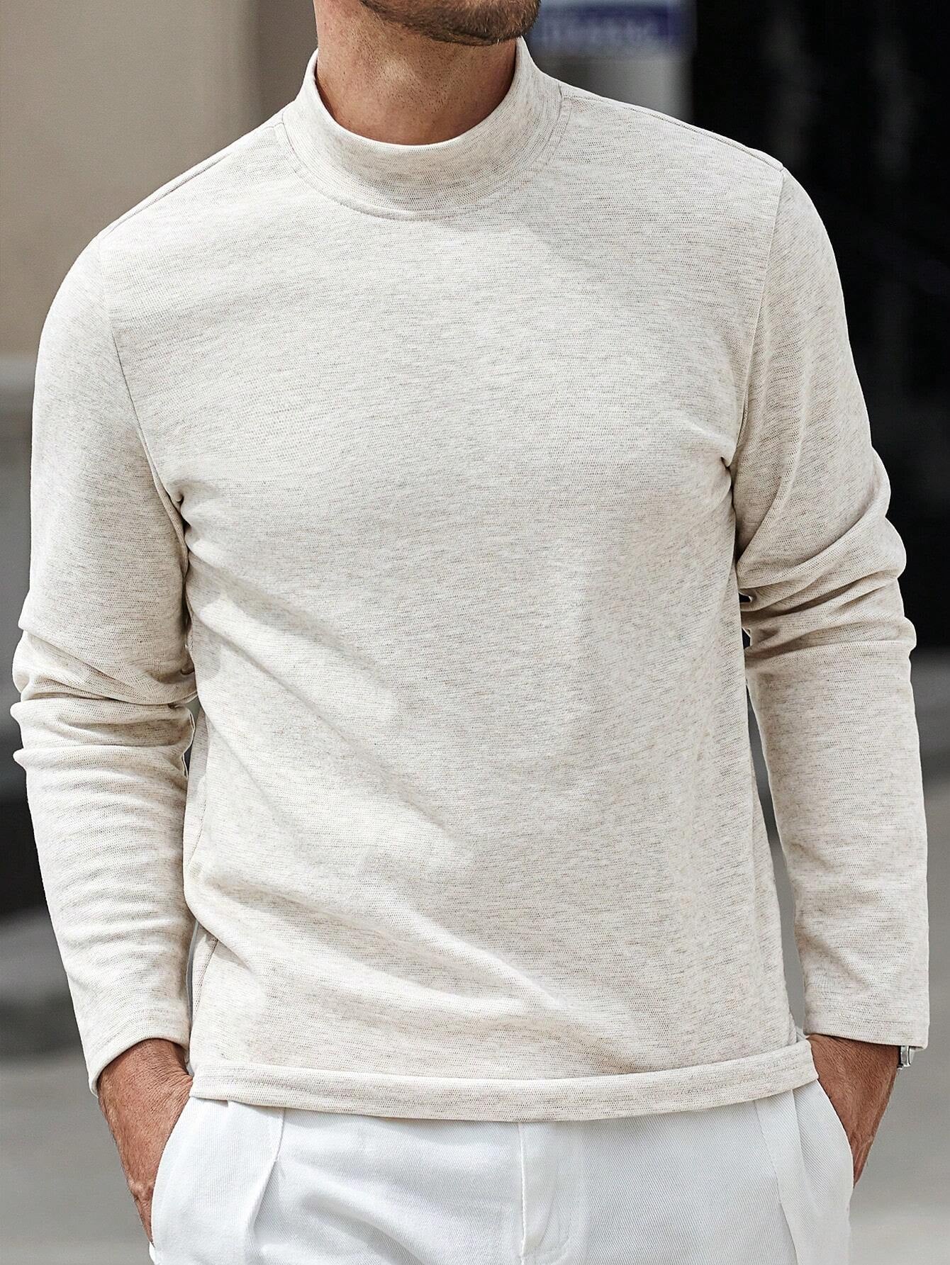 Camiseta CasualCool Luxury de Manga Longa com Gola em Pé