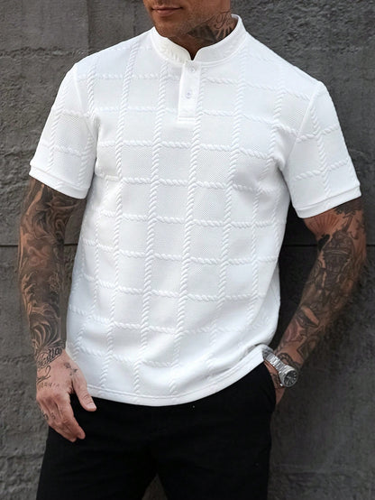 Camisa CasualCool Polo de Cor Sólida com Gola Padre