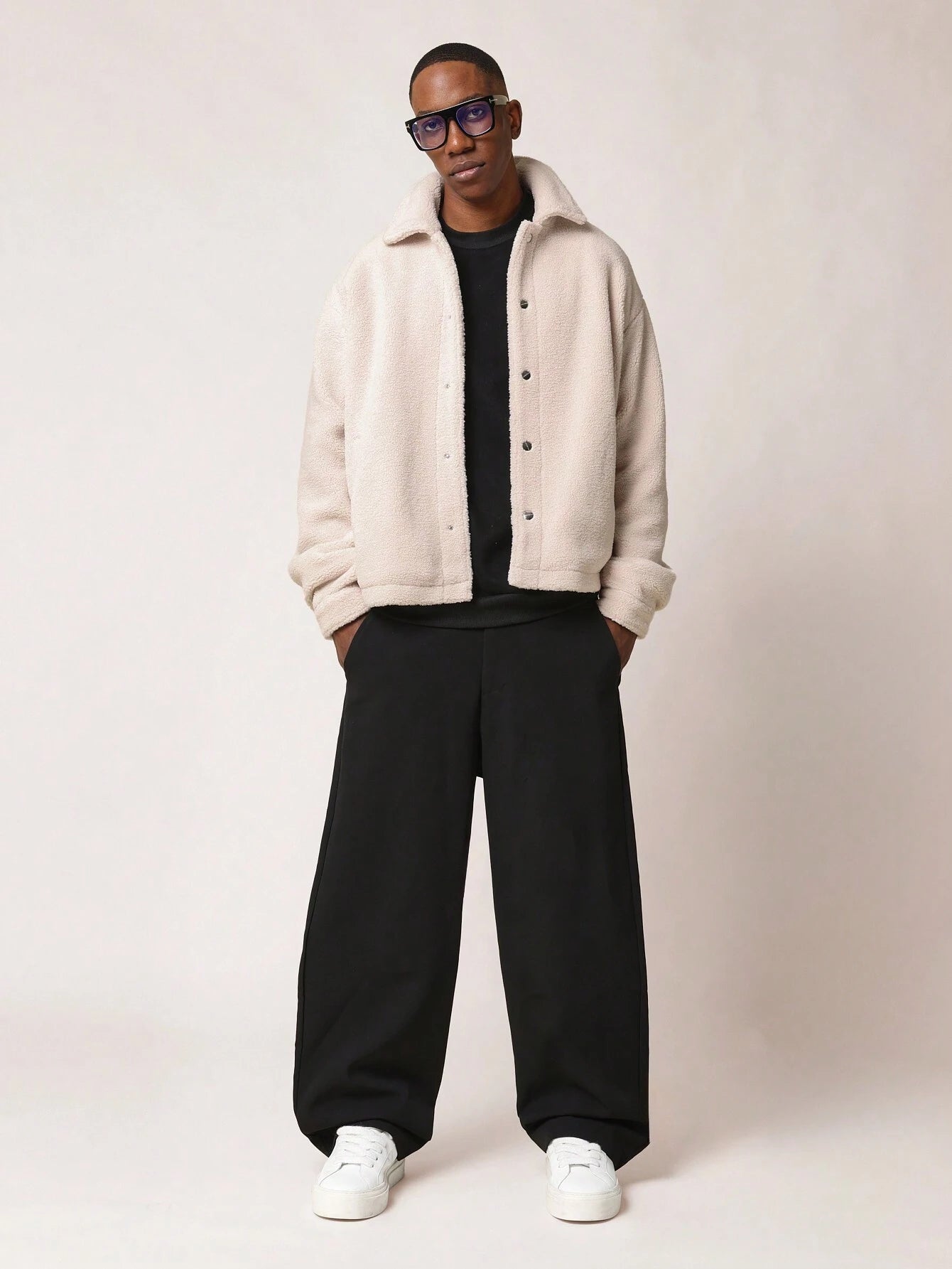 Jaqueta SUMWON Caixa Abotoada em Tecido Borg