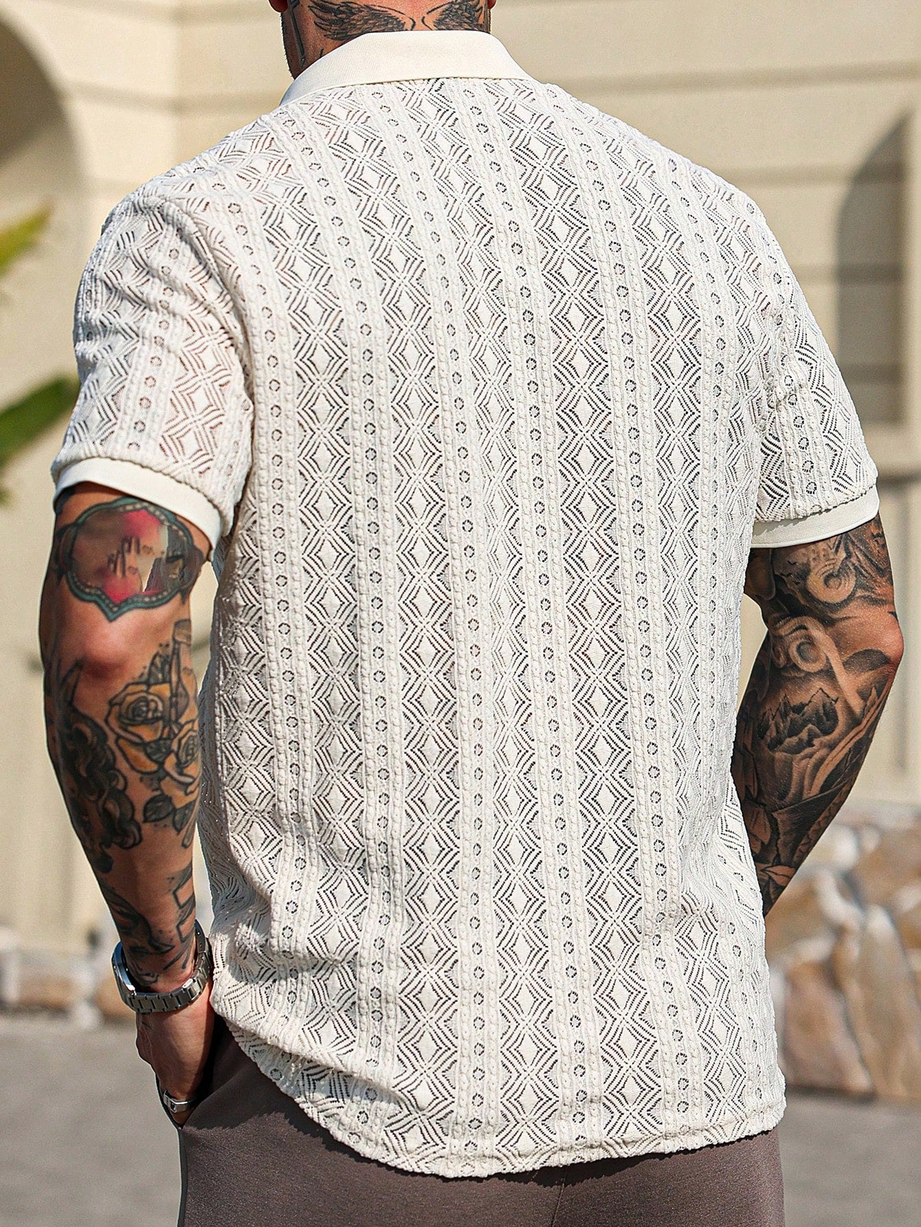 Camisa Polo Casual Geométrica Confort