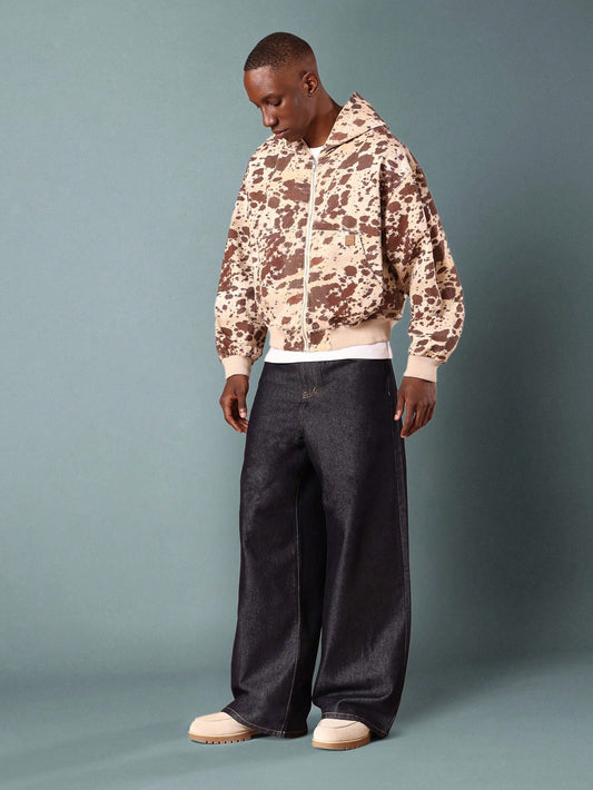 Jaqueta Bomber de Algodão Sarja com Estampa de Couro Bovino