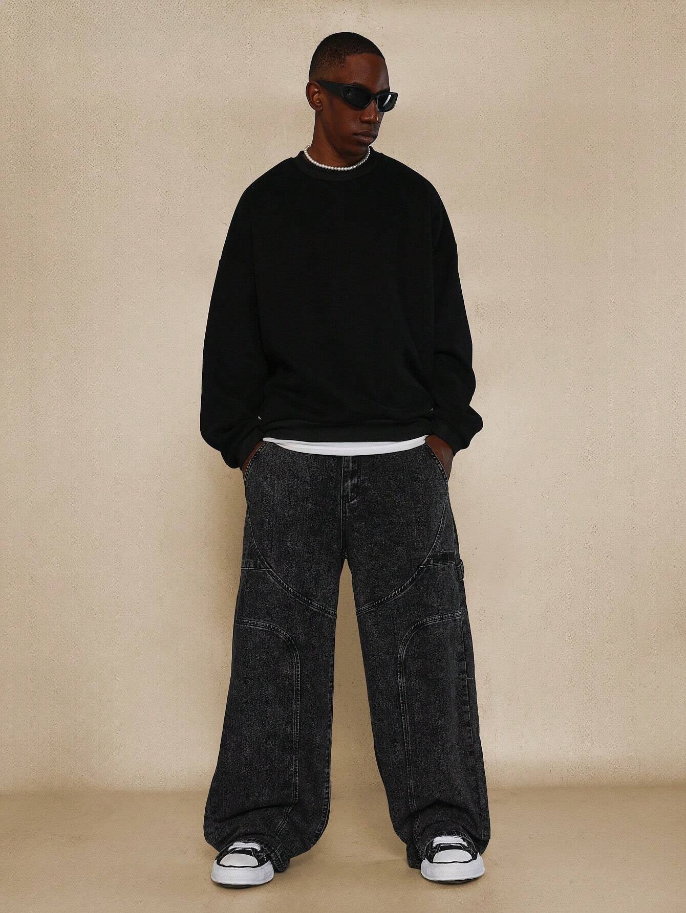 Calça SUMWON Denim Reta Anos 90 com Painéis Curvos