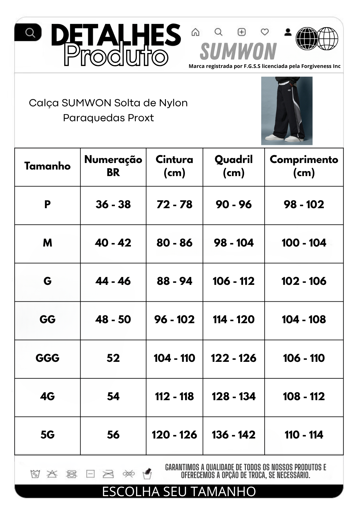 Calça SUMWON Solta de Nylon Paraquedas Proxt