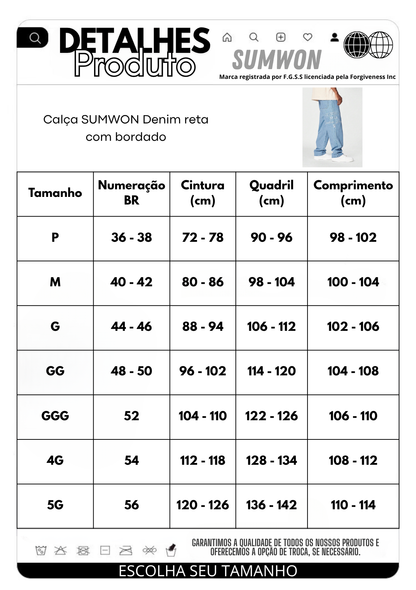 Calça SUMWON Denim reta com bordado