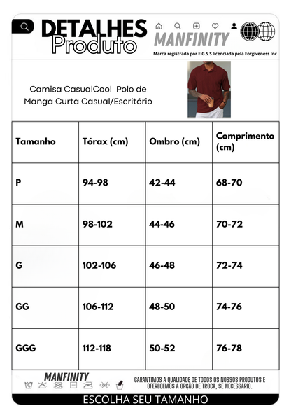 Camisa CasualCool  Polo de Manga Curta Casual/Escritório