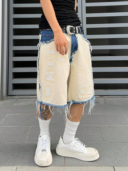Shorts Denim Bege Punk Jeans