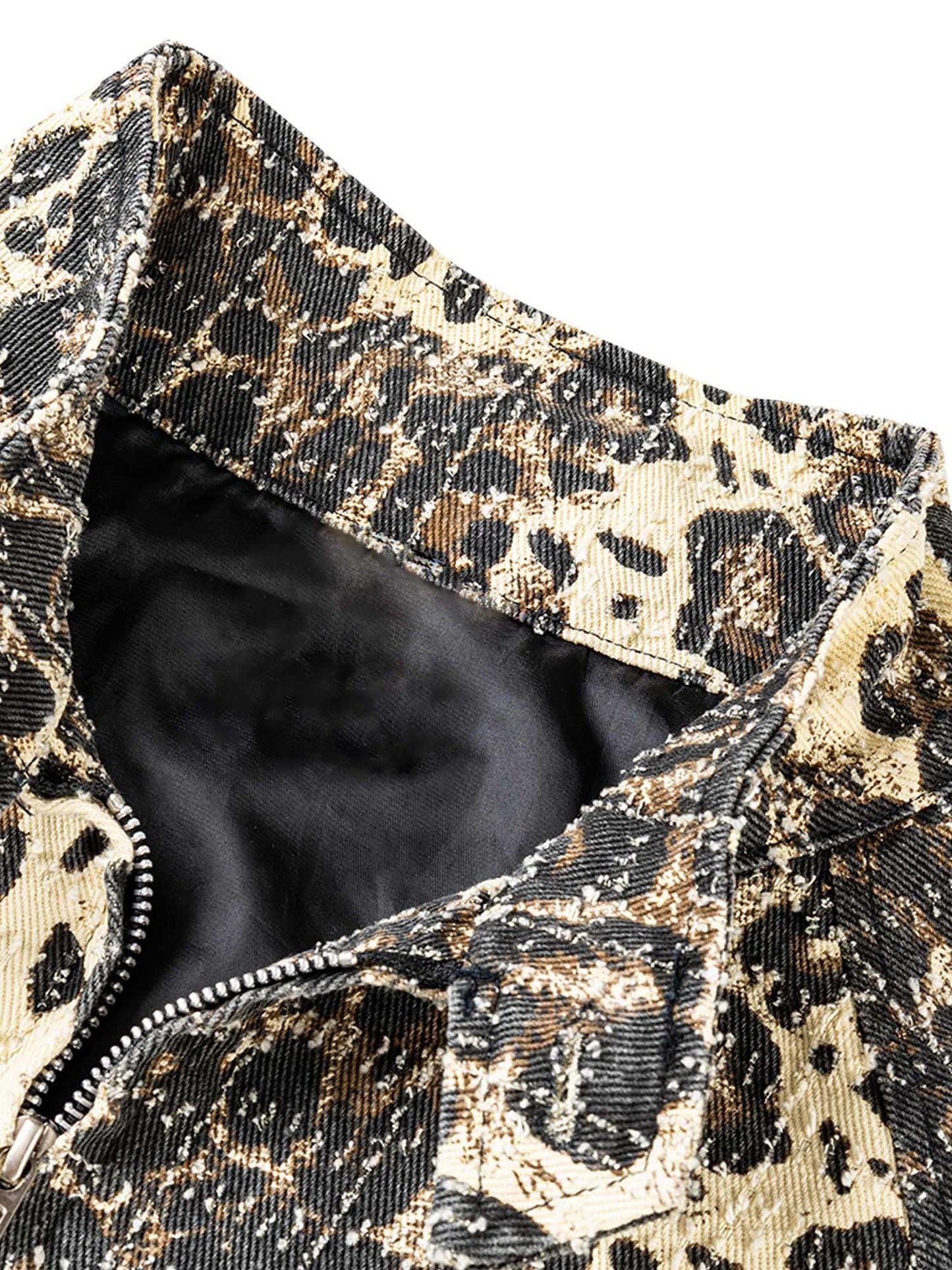 Jaqueta Retro Leopard Printed Denim