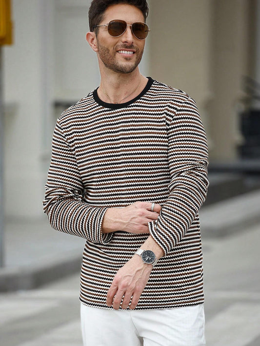 Camiseta CasualCool de Manga Longa com Gola Careca e Estampa de Listra