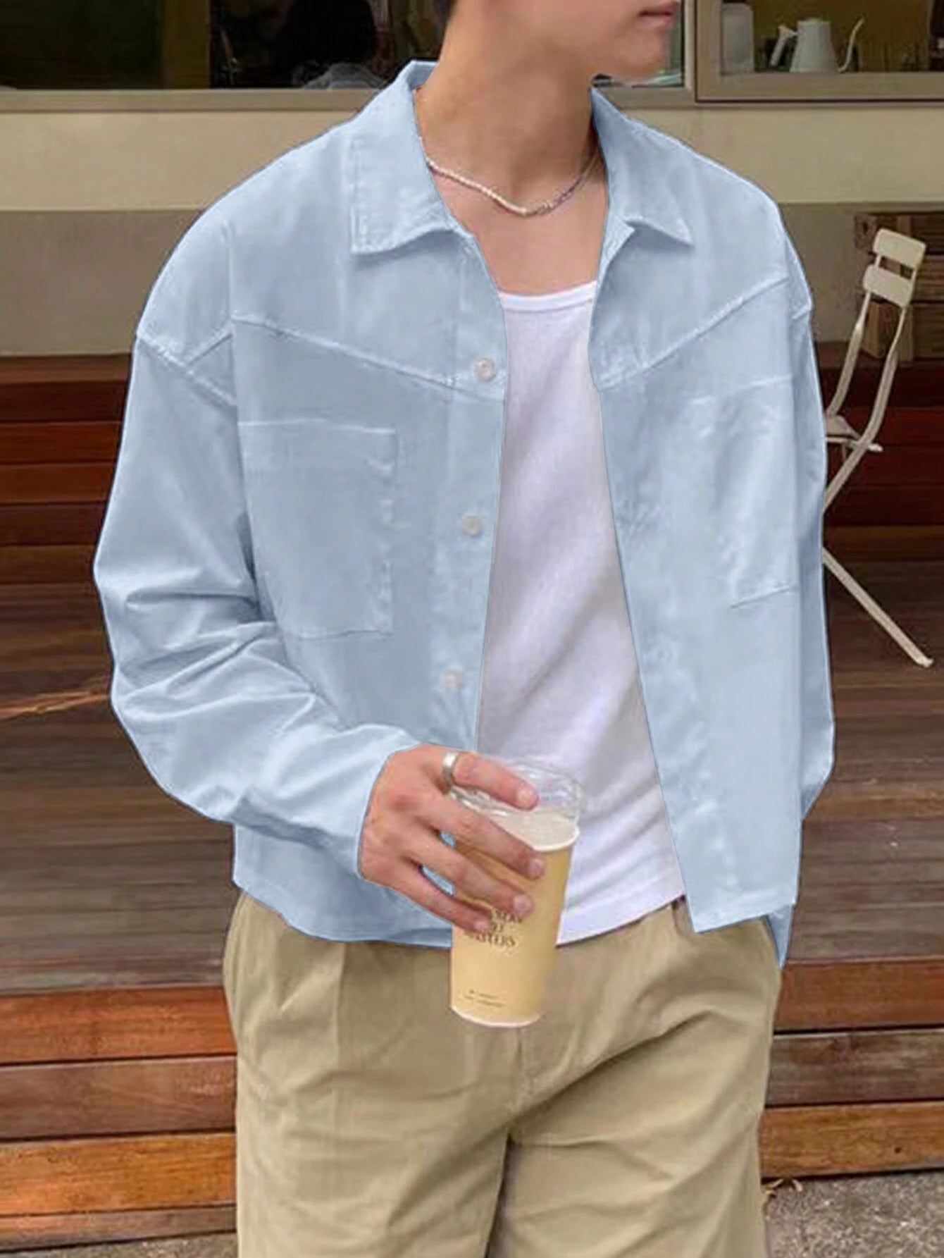 Camisa Homme Longa de Manga Comprida Coreana