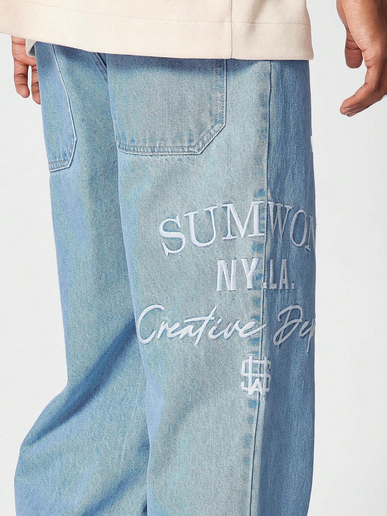 Calça SUMWON Denim reta com bordado